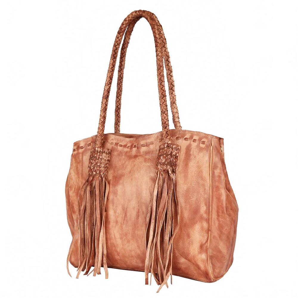 NEVER MIND women's vintage handmade genuine cowhide leather tote in beige